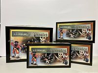 Four unopened boxes of Conte Collectibles miniature pirate sets with pirate illustrations on boxes.