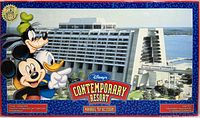 Top of box showing Mickey, Donald, Goofy and Contemporary Resort photograph