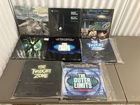 LaserDisc collection including The Dream Is Alive, The X Files, Blueprint for Space, Space Archive, The Outer Limits and The Twilight Zone.