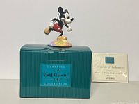 View of Millennium Mickey figurine on original box with Certificate of Authenticity behind