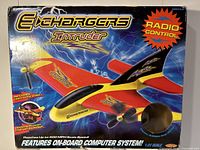 Box front showing the E Chargers Intruder Radio Control Plane with graphic of the plane and feature highlights