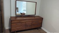 Front view of dresser with mirror mounted