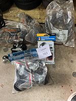 Overview of caster wheels, tire repair kit, tubeless wheel ring, and butyl tubes.