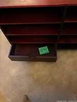 Front view showing multiple horizontal shelves and an open drawer with label '541' inside.