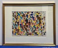 Front view of framed painting showing full composition, mat, frame, and glass