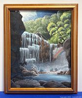 Front view of framed painting showing overall artwork and frame