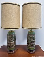 Pair of lamps full view on table