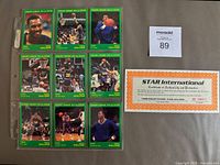 Nine 1993 Karl Malone basketball cards arranged in three rows and three columns, with green borders, labeled 'Court Kings '93 by Star' and a Certificate of Authenticity.