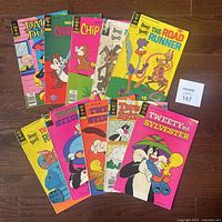 Lot of 10 vintage Gold Key comics arranged in two rows showing colorful covers with popular cartoon characters