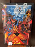 Front view of laminated X-Men poster showing the full comic characters with the X-Men logo at the bottom center.
