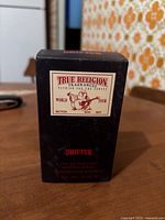 Front of True Religion Drifter box, listing name and branding