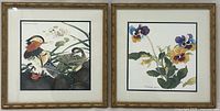 Full view of both framed watercolour paintings side by side, showing subject matter and framing.