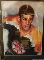 20" x16" matted but unframed print of Bobby Orr in Boston Bruins jersey by Nan Haiyan