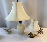 Both lamps side by side showing size difference and shades
