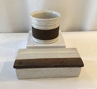 Two Rosenthal Netter ceramic decor pieces, a planter and a rectangular box with lid, displayed side-by-side