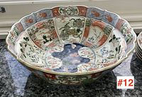 Overhead view showing scalloped rim and central medallion