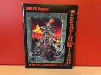 Front cover of GURPS Supers Deathwish Rock N Roll Adventure RPG showing colorful fantasy rock and roll themed character artwork and title.