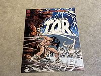 Front cover of Joe Kubert's Heavy Hitters Tor Issue 1 comic book showing prehistoric warrior and creatures with bold title lettering.