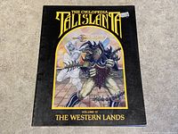 Front cover of The Cyclopedia Talislanta Volume IV The Western Lands RPG book showing colorful fantasy artwork and title.