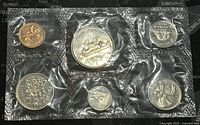 Front side of the 1968 Canadian Proof-Like Coin Set showing six coins in sealed plastic.