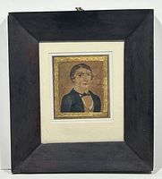Overall view of framed folk art portrait