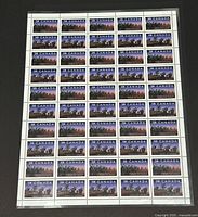 Full view of the sheet showing 50 stamps in 10 rows and 5 columns in mint condition.