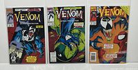 Front of 3 comics from Marvel Venom: Lethal Protector series featuring issues #2, #3, and #6, each bagged and boarded.