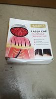 Box of the HOUKEA Laser Cap showing product image, features and brand