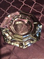 Top view of clear octagonal crystal ashtray