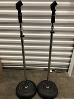 Two chrome Apex microphone stands full view