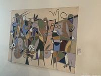 Full view of the 40×50 inch abstract canvas painting hung on wall