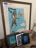 Large signed limited edition print in carved wood frame labeled 37×26”