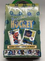Front view of sealed 1992 O-Pee-Chee Premier Hockey wax box showing promotional hockey player cards and branding.