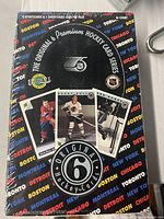 Front sealed box of the 1992 Ultimate Hockey Original Six card set featuring vintage player images and team names