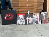 Front view of all five canvas prints lined up