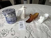 All four items on lace tablecloth