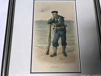 Close-up image of the lithograph showing the sailor figure and title 'Landing Order' with sea and ship background.