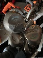 Group of Callaway drivers showing brand markings and wear