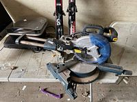 Full view of Mastercraft sliding mitre saw on table
