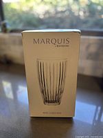 Box front showing brand Marquis by Waterford and image of vase