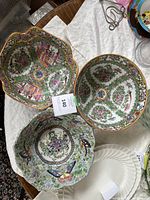 Three bowls arranged on table showing overall shapes and patterns