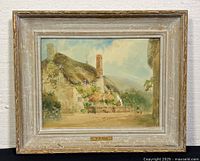 Framed watercolor painting by E. W. Trick with distressed frame and white matting