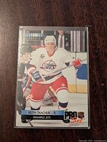 Front of 1992-93 Pro Set Keith Tkachuk rookie hockey card showing player in Winnipeg Jets uniform.