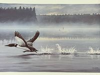 Close up of the goose print showing detail of the artwork and signature.