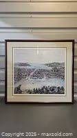 Framed landscape print signed and numbered by Maxwell Mays depicting Providence RI.