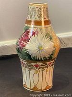 Full view of the Royal Nippon porcelain vase showing entire floral hand painted design, gold trim and color details on glossy finish