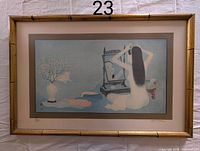 Full view of framed print showing subject and frame