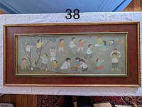 Front view of entire framed print depicting children playing.
