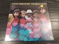Front of The Beach Boys Good Vibrations album cover showing band members with psychedelic multicolor overlay