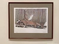 Full front view of framed H. Zander winter scene print showing composition and frame.